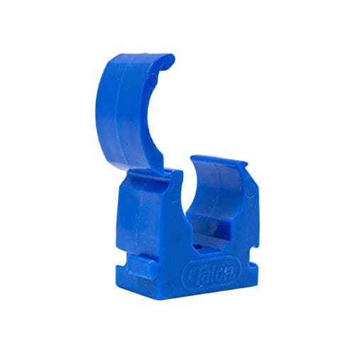 Image of Talon - 15mm Single Hinged Pipe Clips - Pack of 20 - Blue - 360° Fixing for Pipework - Temperatures Up to 85°C (185°F) - Safe for Use On Plumbing, Gas and Air Conditioning Pipe - UV Stabilized