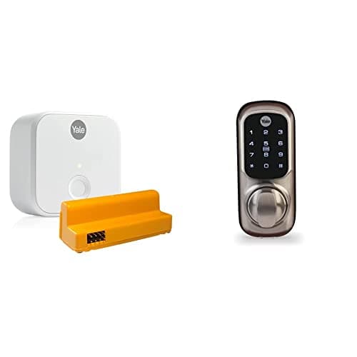 Image of Yale Connect Wi-Fi Bridge + Yale Access Module & Keyless Connected Ready Smart Door Lock, Smart Living YD-01-CON-NOMOD-SN, Touch Keypad, Pin Code Access Lock, Thumbturn Operation