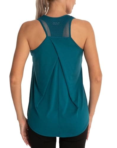Image of Dawnrole Workout Tank Tops Women Gym Sport Sleeveless Running Tops Yoga Shirts Dark Green