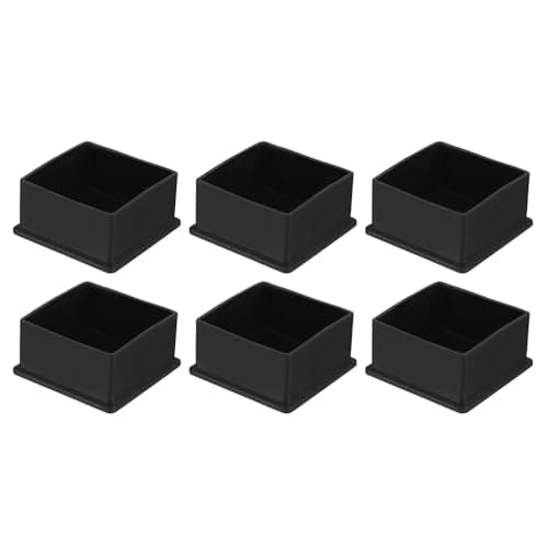 Image of sourcing map 6Pcs PVC Square Chair Leg Caps, 60mm x 60mm OD Black Furniture Feet Pads Table Foot Cover Caps Floor Protectors for Patio Table Cabinet Bed Furniture