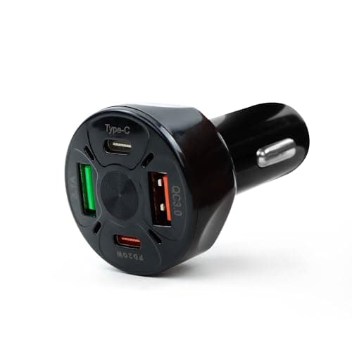 Image of Streetwize Accessories - Fast Charging 12V USB Car Adapter, 2 USB Ports | 2 Type-C Ports | 5A Cigarette Lighter Socket Car Charger - for iPhone 15 14 13 12 Pro Max SWUSB21