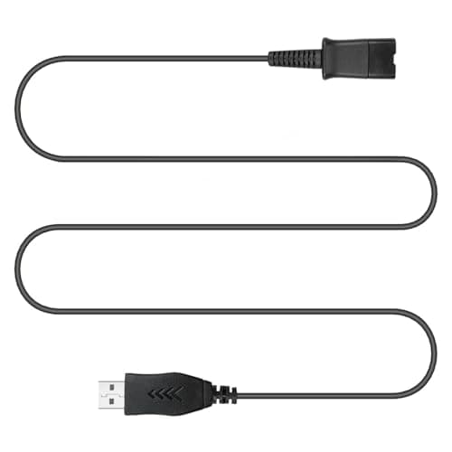 Image of QD Headset Adapter to USB Cable, QD Connector to USB-A Plug Cord for Plantronics Quick Disconnect Wired Headset Compatible with Computer Laptop PC Desktop Mac UC Skype Lync Softphone Windows Linux