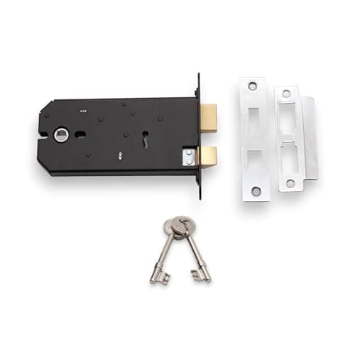 Image of Horizontal mortice sash/Bath 6" Lock Suitable for Replacement of The Union 2077 (3 Lever Lock, Chrome)