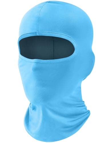 Image of fuinloth Balaclava Ski Face Mask, Motorcycle Cycling Neck Warmer for Helmet, UV Protector Scarf for Men/Women Light Blue
