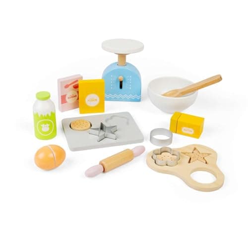 Image of Bigjigs Toys Baking Cookies Set - 15 Piece Wooden Food Playset, Toy Kitchen Accessories, Role Play For Children, Sustainable Gifts & Playsets, Age 18 Months Old +