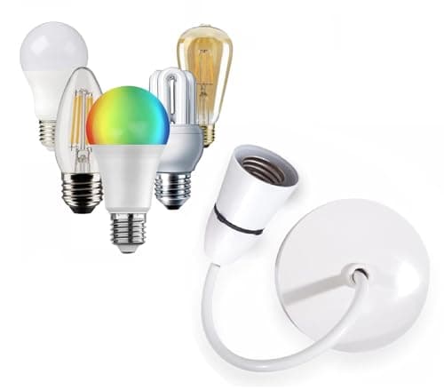 Image of LORD C Ceiling Pendant E27 100W Heavy Duty Light Bulb Holder Light Fitting Set 6”(150mm) Lamp Hanging Light for Living Dining Room Bedroom Kitchen Supplies Home 1PC ((White)