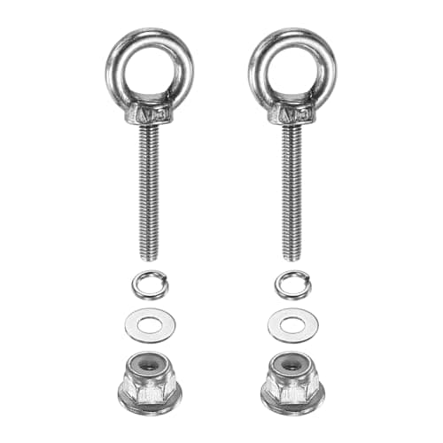 Image of PATIKIL M3 x 20mm Shoulder Eye Bolt, 2 Pcs 304 Stainless Steel Lifting Ring Threaded Eye Bolt with Flange Lock Nuts Spring and Flat Washers for Hanging Tie Down Straps Outdoor Indoor