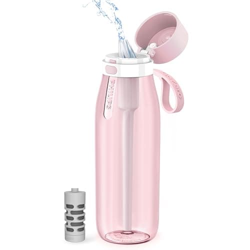 Image of PHILIPS Filtered Water Bottle, BPA-Free Tritan Plastic Water Bottles, Replaces 450 Plastic Water Bottle with Reusable GoZero Everyday Water Filter, Portable Filtering Bottle for Travel, 36oz, Pink