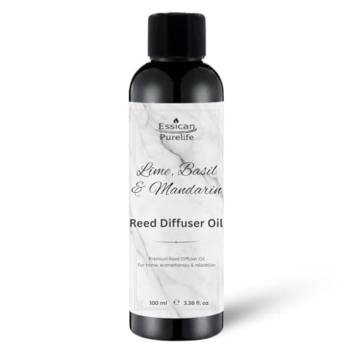 Image of Essican Purelife Lime Basil & Mandarin Reed Diffuser Oil Refill 100ml, Luxury Oil Diffuser Refills, Aromatherapy Reed Diffusers for Home Refills, Oils Refill Diffusers for Home, Office & Car