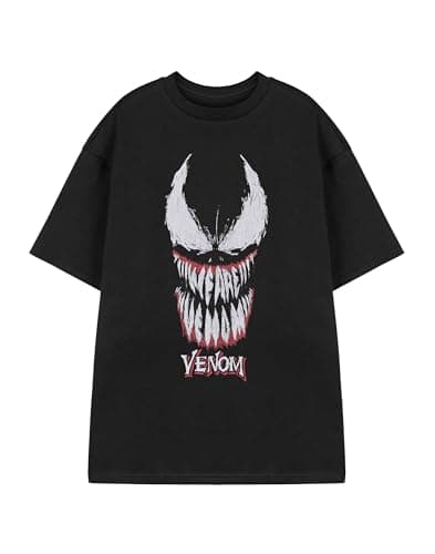 Image of Marvel Venom Mens Black T-Shirt | Venom Character Short Sleeve Graphic Tee | Official Merchandise | Classic Comic Book Design Fans