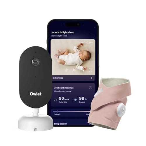Image of Owlet Dream Duo (3rd Gen) – Medically-Certified Smart Baby Monitor with Sock & HD Video Cam, Tracks Pulse Rate, Oxygen & Sleep, 2K HD Video, Cry & Motion Alerts, Temp Monitoring | Dusty Rose