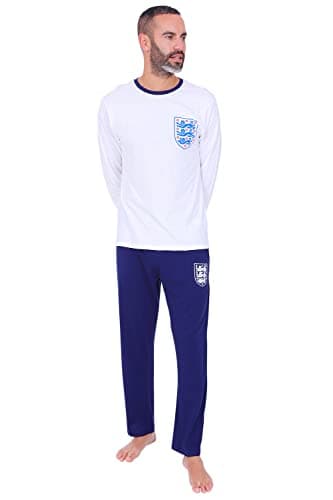 Image of Official England Football Team Mens Long Cotton Pyjama Set (X-Large) White