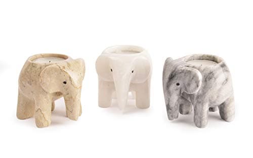 Image of Marble Elephant Tea Light Candle Holder Collection - Neutral Collection