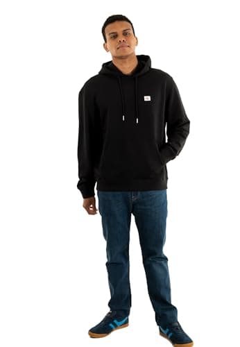 Image of Calvin Klein Men’s Terry Badge Hoodie, Black (Black), XXL