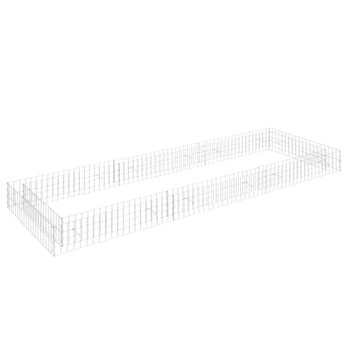 Image of vidaXL Galvanised Steel Gabion Raised Bed - Durable and Flexible Patio and Garden Planter, High Load Capacity, Easy Assembly - Silver, 300x100x20 cm