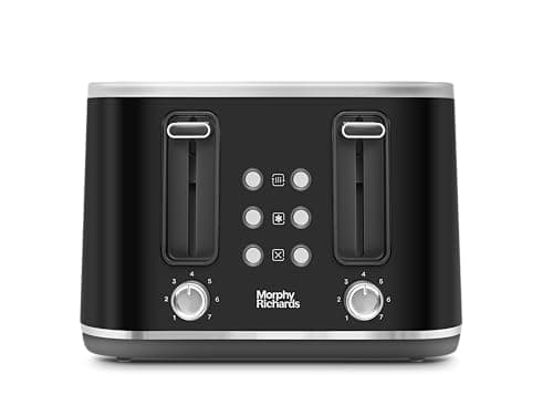 Image of Morphy Richards Motive 4 Slice Toaster, Browning Controls, Reheat, Cancel & Defrost Settings, Bread Lever, Removeable Crumb Tray, Electromagnet Cover, 1600W, Black, 242801