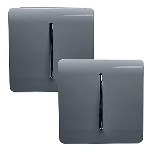 Image of Trendi 1 Gang 2 Way Artistic Modern Glossy 10 Amp Rocker Tactile Light Switch Warm Grey (2 Pack)