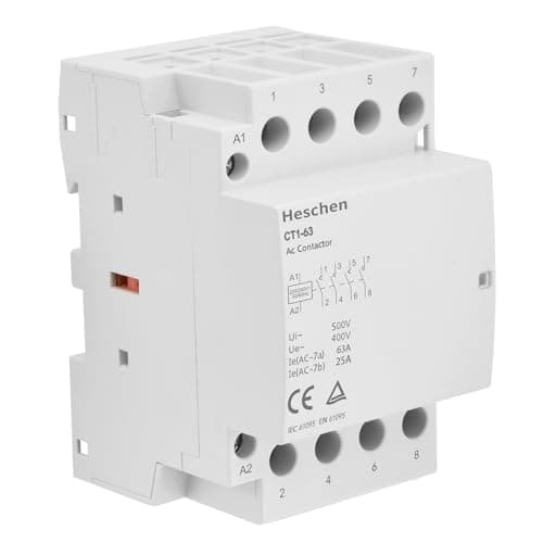 Image of Heschen Household AC Contactor, CT1-63, 4 Pole Four Normally Open, AC 220V/240V Coil Voltage, 35 mm DIN Rail Mount
