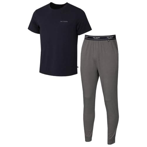 Image of Ted Baker Mens T Shirt And Jogger Set - Navy/Light Grey - L