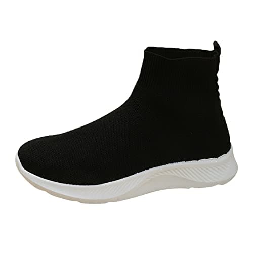 Image of High Top Trainers Women Lightweight Memory Foam Tennis Shoes Breathable Besh Fashion Trainers Non Slip Extra Wide Fit Athletic Sneakers Comfortable Round Toe Sport Shoes for Outdoor Gym (Black, 4.5)