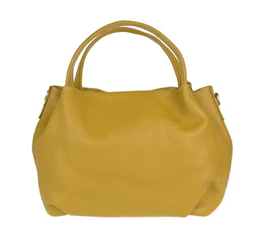 Image of Girly Handbags Womens Bucket Genuine Leather Handbag - Mustard