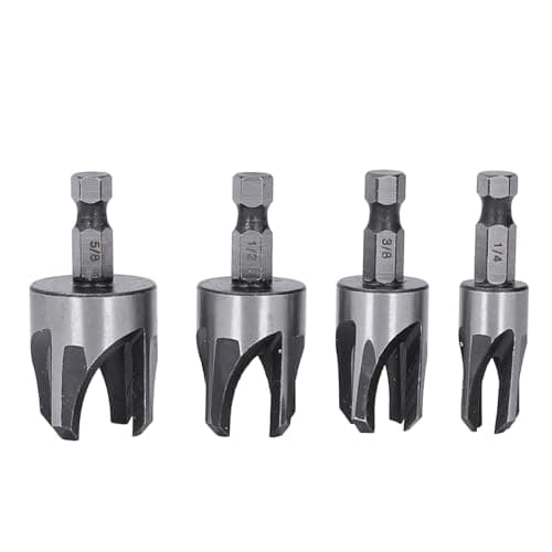Image of Mavaol Tapered Plug Cutter Set, Carbon Steel Construction, Smooth Fit, 4 Sizes for Woodworking DIY Enthusiasts and Professionals