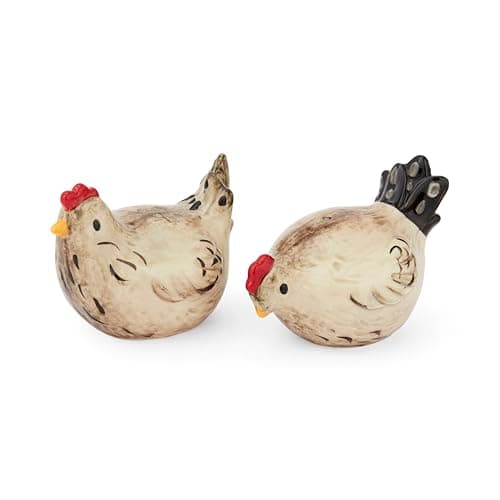 Image of Cooksmart Hen House Lane Salt & Pepper Shakers | British Designed Farmhouse Kitchenware | Embossed Hen-Shaped Ceramic Set | Rustic Countryside Style | Handwash Only