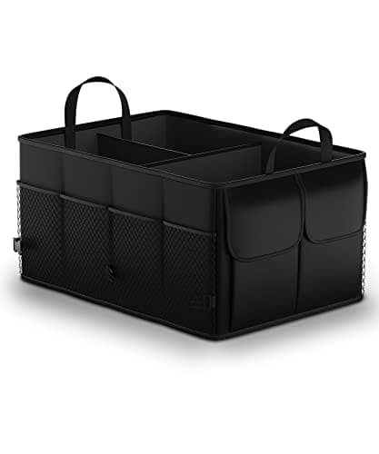 Image of Uoking Car Boot Organiser - Car Boot Tidy Storage - Collapsible Heavy Duty Trunk - Portable Multi Compartment Shopping Organization Organiser - Non-Slip Bottom - Adjustable Securing Straps - Black