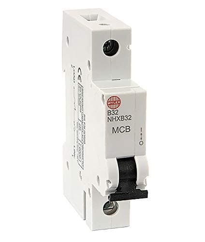 Image of Wylex NHXB32 32 Amp Single Pole Type B 230V 6kA Circuit Breaker MCB (NSB32)
