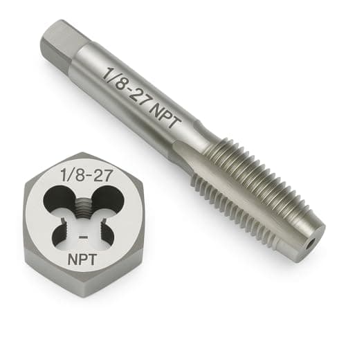 Image of 1/8"-27 NPT Tap and Die Set – GCr15 Alloy Steel Pipe Thread Tap and Hex Die Combo, Taper Thread Repair Tool for Conical Pipe Fittings