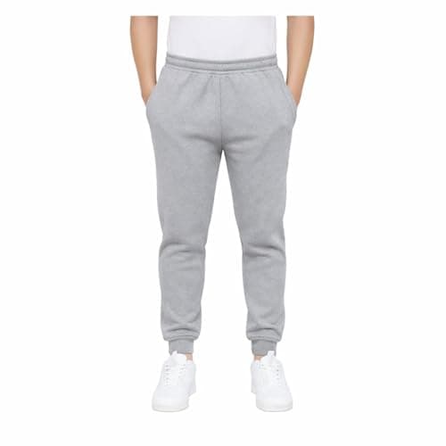 Image of KHIM Jogging Trouser Tracksuit Bottom Pant Kids Unisex Girls Boys Activewear (UK, Age, 5 Years, 6 Years, Regular, Grey)