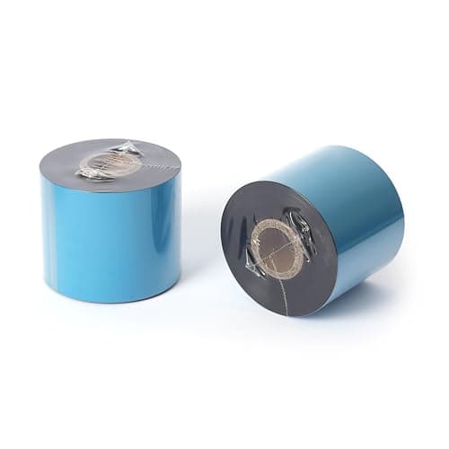 Image of 12 Rolls 2.52'' x 1476' Premium Resin Enhanced Wax Ribbon, 64mm x 450m Black Thermal Transfer Ribbon, Barcode Thermal Label Printer Ribbon, CSO-Ink Outside, 1'' Core for Zebra, TSC, GoDex, Citizen