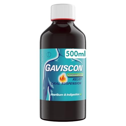 Image of Gaviscon Original Peppermint Liquid 500ml - Heartburn & Acid Reflux Relief, Fast-Acting Formula, Protective Barrier, Long-Lasting Comfort, Suitable for Pregnancy, Antacids, Digestion and Nausea