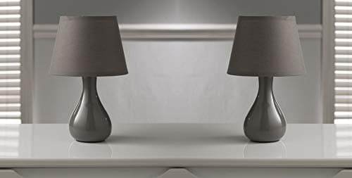 Image of K LIVING Calvin Grey Table Lamp & Shade Pair
