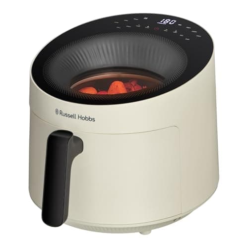 Image of Russell Hobbs Air Fryer 5L [10 Preset Programs | with View Window] No Oil Needed (80-220°C, Dishwasher Safe Parts, Cream) SatisFry Panoramic 27421-56