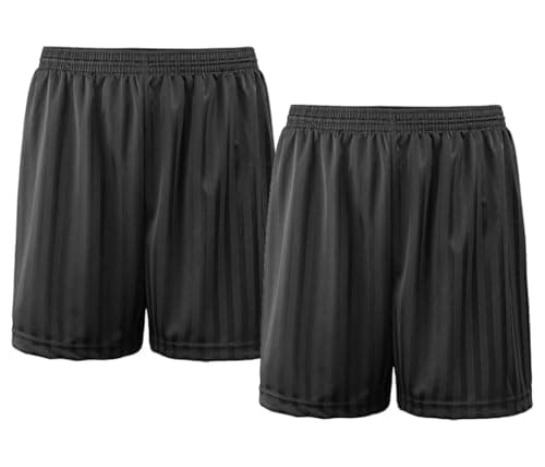 Image of USNA Boys and Girls Kids Unisex PE Shorts, Shadow Stripe, Gym Football Rugby Cycling (UK, Age, 13 Years, Black 2 Pack)