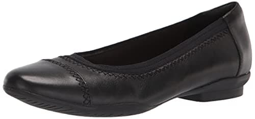 Image of Clarks Women's Sara Bay Ballet Flat, Black Leather, 5 UK