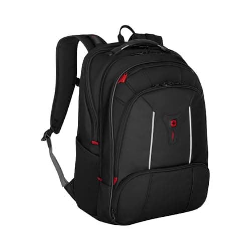 Image of Wenger Carbon Pro backpack with tablet pocket, notebook up to 17 inches, 15.6-inch sleeve, tablet up to 10 inches, organizer, 33 L, for men and women, office, business or uni, black, 653129