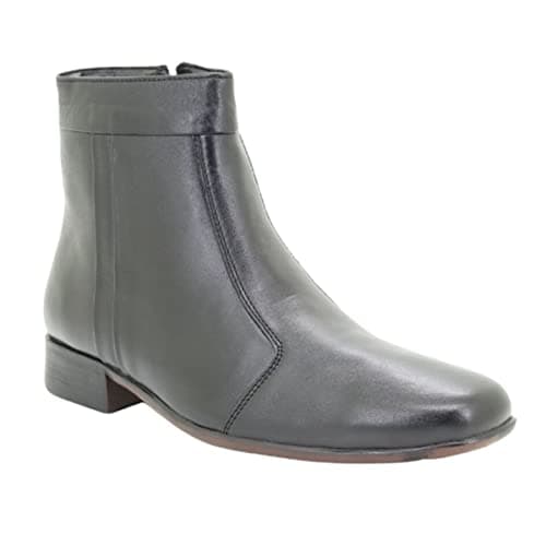 Image of Zip Up Pleated Ankle Boot - Black - Black - size UK Mens Size 8