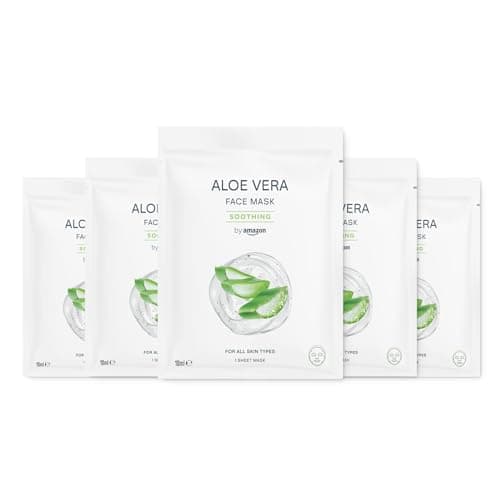 Image of by Amazon Aloe Vera, Soothing Face Sheet Mask, 18ml, 5 Pack