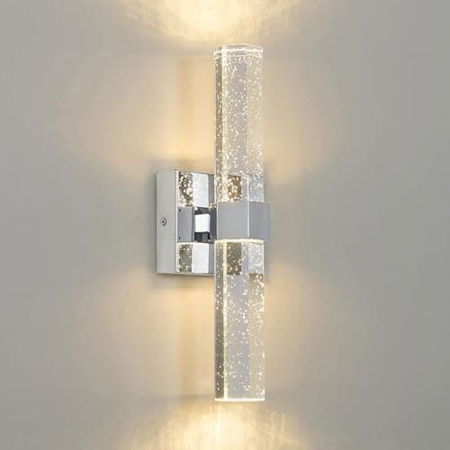 Image of KRUIHAN LED Wall Lights Crystal Light Shade Modern Tri-Color Wall Lamp Art Deco Indoor Wall Sconces Lighting LED Lights for Bedroom,Bedside,Bathroom,Living Room(Silver)