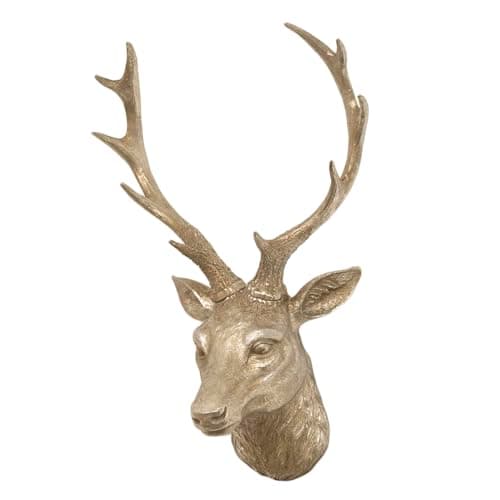 Image of Darthome Silver Stag Head Wall Decor 30x45x20cm Rustic Resin Deer Animal Bust Art Sculpture Ornament