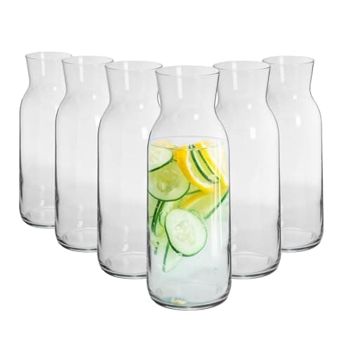 Image of 6X 1200ml Glass Water Jug - 'Brocca' Range - Juice Carafe Decanter for Water, Wine, Iced Tea - by Argon Tableware