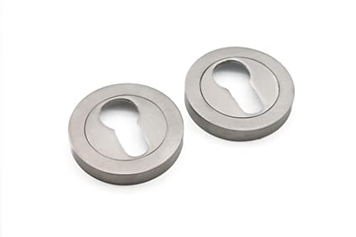 Image of Standard Euro Profile Cylinder Hole Cover Concealed Escutcheon Lock Cover for Security and Protection Available in Multiple Finishes (Satin Nickel)