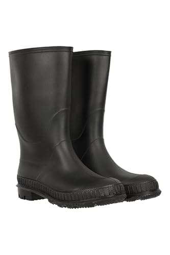 Image of Mountain Warehouse Kids Flat Wellies - Rubber Boots with Durable Sole, PVC Rain Boots, Soft Fabric Lining - for School, Hiking and Outdoor, Black , 34 EU