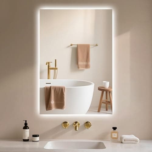 Image of Archaluxe Bathroom Mirror with LED Light: 50x70cm Illuminated Wall Mounted Smart Mirror with Touch Sensor, 3 Colors Dimmable, Memory Function, IP44 LED-Bathroom-Mirror Horizontal/Vertical