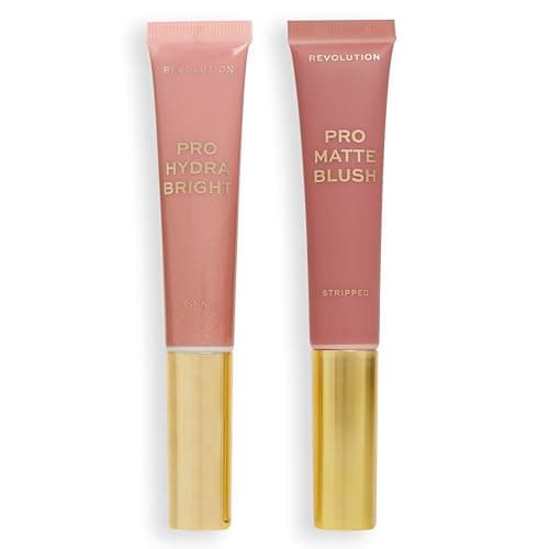 Image of Revolution Pro, Blush Duo, Matte Or Glowy Finish, Highly-Pigmented & Blendable Blush With Sponge Applicator, Vegan & Cruelty-Free, Pink, 12 & 15ml