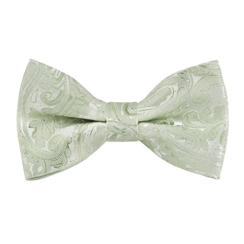 Image of Alizeal Paisley Banded Adjustable Length Pre-tied Boy's Bow Tie, Sage Green