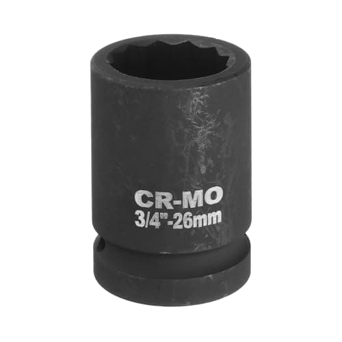 Image of sourcing map 3/4-Inch Drive 12 Point Impact Socket 26mm Metric Spindle Axle Nut Socket Driver Wrench for Auto Repair Easy Removal