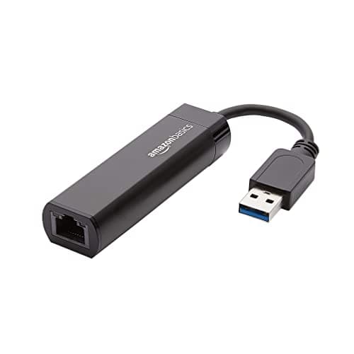 Image of Amazon Basics USB 3.0 to 10/100/1000 Gigabit Ethernet Internet Adapter, Black, 1-Pack